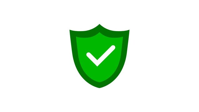shield icon animation on white background. security check icon symbol.