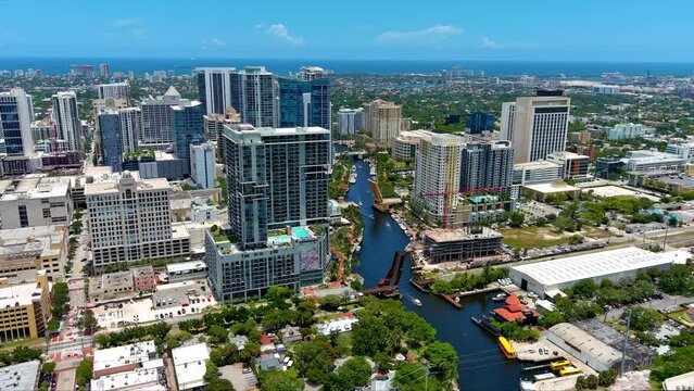 Riverwalk Aerial with Ocean Ft Lauderdale