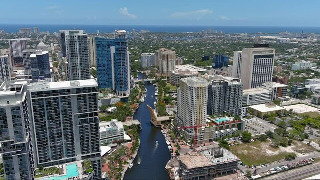 Riverwalk Aerial Turns Ocean Ft Lauderdale