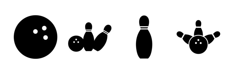 Bowling icon vector. Bowling ball and pin icon. Bowling pins with ball icon.
