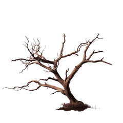 Tree without leaves on a transparent background