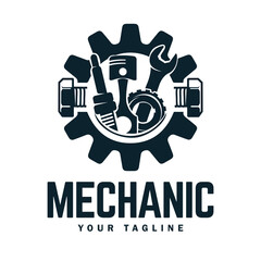 Vintage mechanic logo vector illustration. Car, auto, repair service logo business.