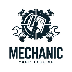 Vintage mechanic logo vector illustration. Car, auto, repair service logo business.