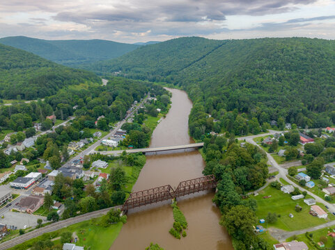 August 2023 aerial photo of Town of Hancock, Delaware County, NY. - Powered by Adobe