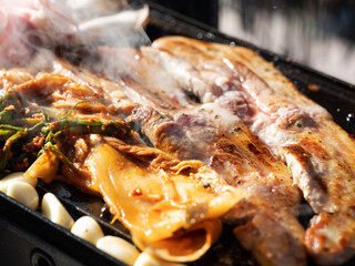 grilled pork ribs with vegetables