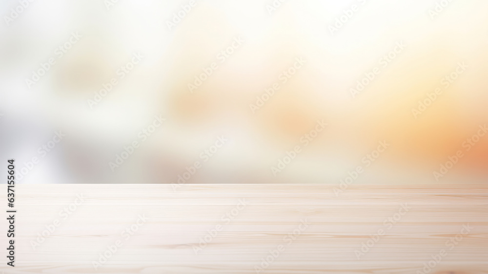 Fototapete Empty wooden table on blurred background with smooth table surface texture. High quality photo
