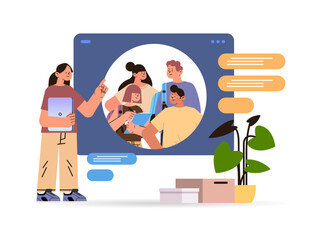 businesspeople working by group video call virtual conference team collaboration app concept horizontal