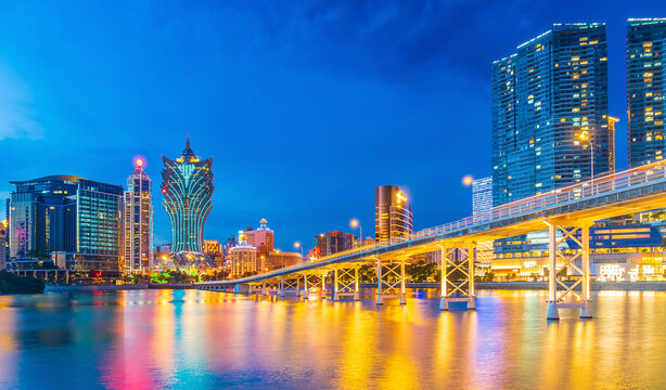 Macau, downtown city skyline, cityscape of China