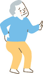 腰が痛くて寄りかかる高齢の男性_色