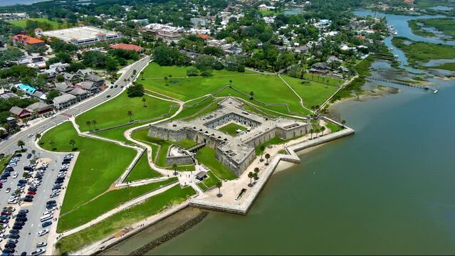 St Augustine FL Castillo De San Marcos Aerial Spin1