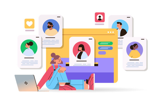 student choosing candidates voting on laptop referendum or election concept horizontal