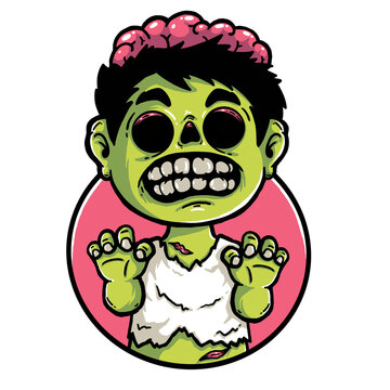 Cartoon zombie with brain 