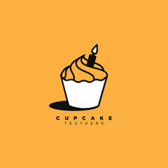 Simple minimal yellow cupcake with candle logo design for your band or business