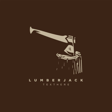 Vintage retro lumberjack axe logo design element