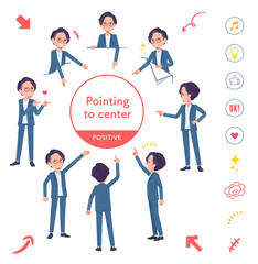 色々な方向を指差すビジネス男性のセット