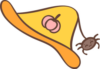 Cute witch hat playful cartoon illustration outline doodle