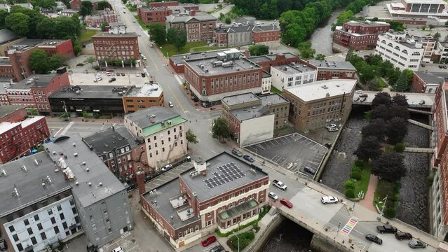 Aerial view of downtown Bangor, Maine.
