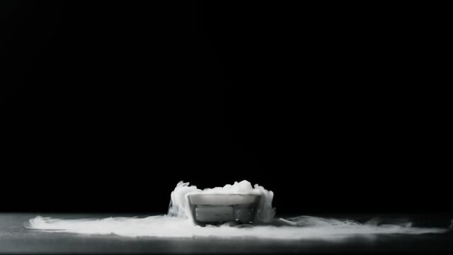 Isolated Dense Liquid Nitrogen Gas Plumes spread, black background
