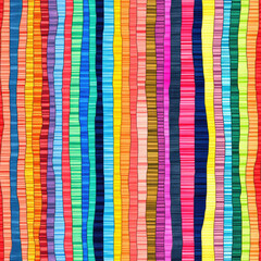 Rainbow vertical stripes, crayon sketch texture colors. Seamless repeating background