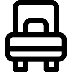 Single bed in outline icon. Hotel, rest, bedroom