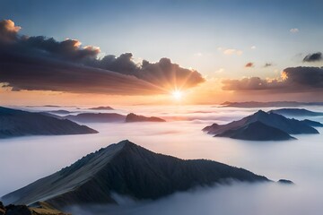 sunrise over the mountains Generated Ai
