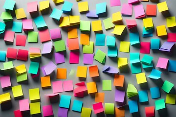 A set of colorful post-it tabs and page markers sticking out of a book