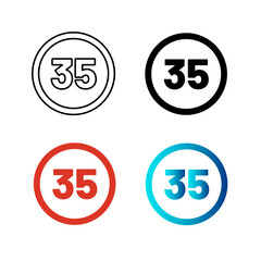 Abstract Speed Limit 35 Silhouette Illustration