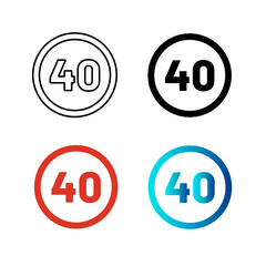 Abstract Speed Limit 40 Silhouette Illustration