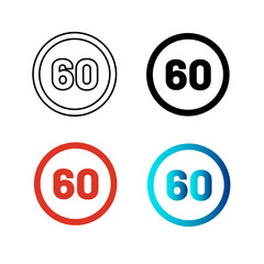 Abstract Speed Limit 60 Silhouette Illustration
