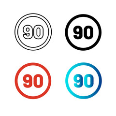 Abstract Speed Limit 90 Silhouette Illustration