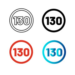 Abstract Speed Limit 130 Silhouette Illustration