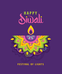 Fototapeta na wymiar Happy Diwali celebration background. banner design decorated with illuminated oil lamps on patterned background. vector illustration design