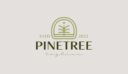 Pine Tree Monoline Logo Template. Universal creative premium symbol. Vector illustration. Creative Minimal design template. Symbol for Corporate Business Identity