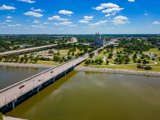 Fototapeta premium Aerial view of Oklahoma River landscape