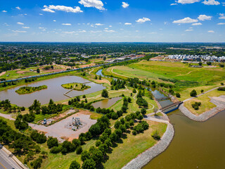 Aerial view of Oklahoma River landscape