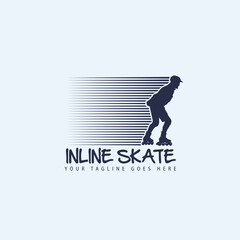 Inline skate sport logo template. Logo of a stylized inline skate player in motion.