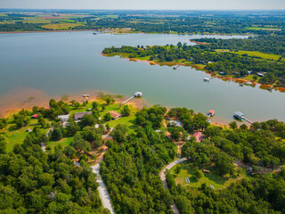 Aerial view of the landscape of Shawnee Reservoir