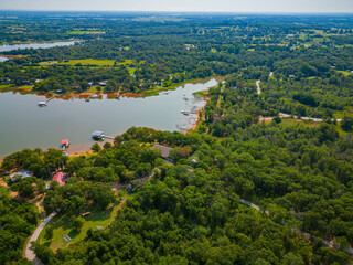 Aerial view of the landscape of Shawnee Reservoir