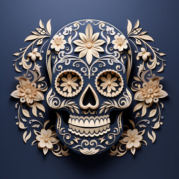 Papel Picado Skull: Vibrant Day of the Dead Papercut Art