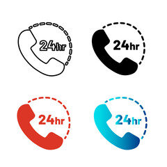 Abstract 24 Hours Support Service Silhouette Illustration