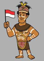 Indonesian Native Papua in Traditional Dress