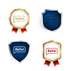 Abstract Hello Message Badge and Label Collection