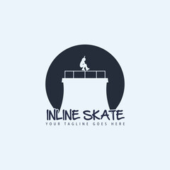 Inline skate sport logo template. Logo of a stylized inline skate player in motion.