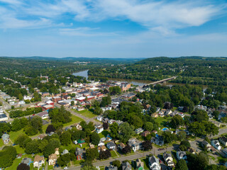 Fototapeta na wymiar August 2023 aerial photo of Village of Owego, Tioga County, NY.
