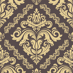 Orient vector classic pattern. Seamless abstract background with vintage elements. Orient brown and golden pattern. Ornament for wallpapers and packaging