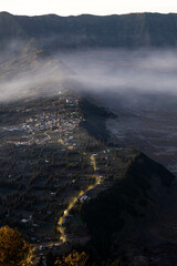 View point for the morning sunrise at Mount Bromo, an active volcano and part of the Tengger Range in East Java, Indonesia. in August 2023