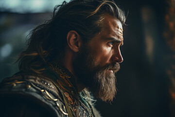 a man with long hair and a beard
