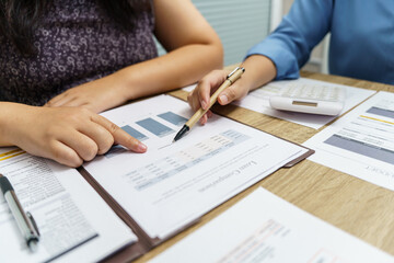 Teamwork brainstorming Creative idea Business project. Business People&nbsp;meeting taking notes while discussing to share idea.