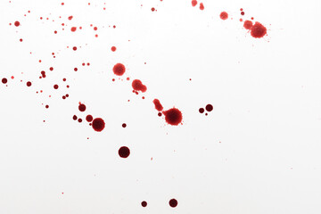 Blood splatters. Red blots of watercolor&nbsp;Realistic bloody splatters for Halloween Drop of blood concept.