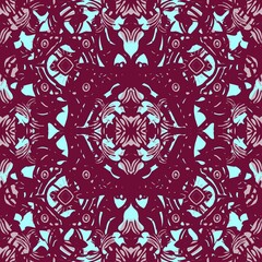 Fototapeta premium Seamless pattern retro vintage style 90 boho batik pattern tribal ethnic seamless